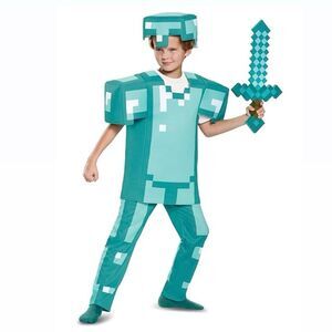 Minecraft Officially Licensed Light Blue Armor Kids Costume Youth Unisex 10 Boys
